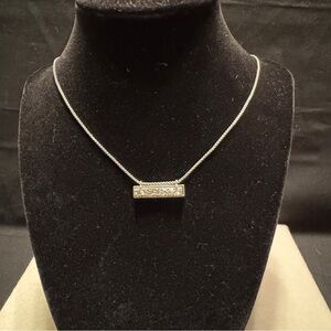 Kendra Scott | Leanor Bar Pendant Necklace – Platinum Drusy & Silver Chain